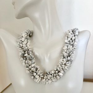 Polished stone necklace abalone shell and sterling silver toggle clasp, designer